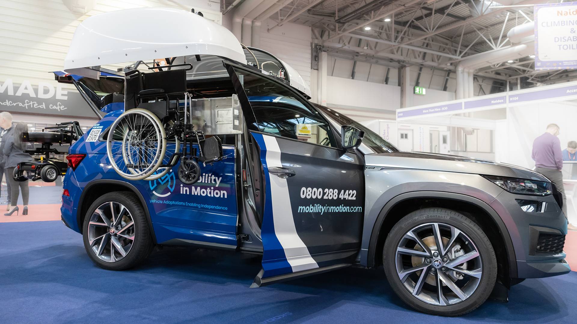 Motability Big Event Mobility in Motion Demonstration Vehicle with Wheelchair Rooftop Box