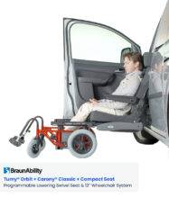 Turny® Orbit + Carony® Classic + Compact Seat Programmable Lowering Swivel Seat & 12” Wheelchair System