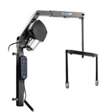 The Autochair Smart Lifter LM Folding Boot Hoist. A lightweight, folding grey hoist arm with a red handle.