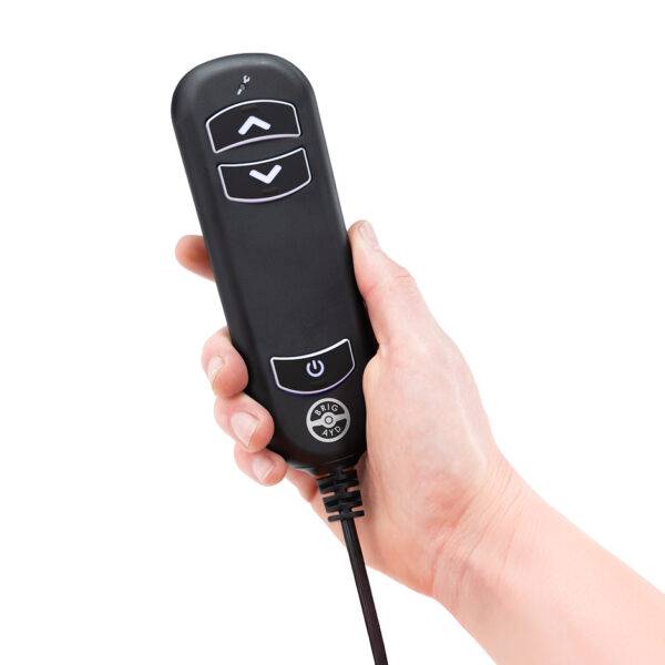 An advanced wired handset for a 2-Way Boot Hoist with three illuminated clear buttons