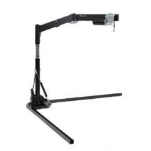 The BraunAbility Carolift 40 hinged boot hoist. A compact folding boot hoist with a subtle black hinged hoist arm and a black lifting strap.