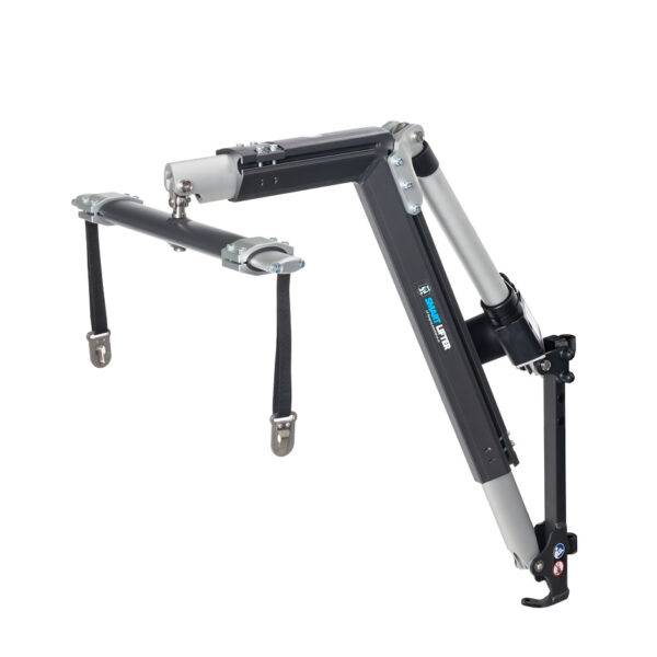 The Autochair Smart Lifter LP Boot Hoist. A rugged and heavy-duty grey and silver hoist arm