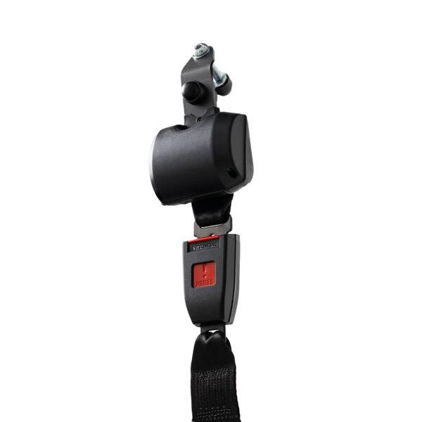 The Autochair and Brig-Ayd Controls boot hoist restraint system. A robust inertia reel that looks like an advanced car safety belt.