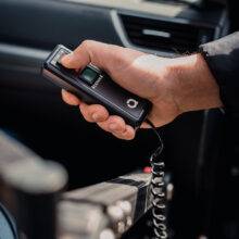 The wired handset for the Autochair Milford Person Lift. It has a simple and clear two-button up/down control.