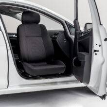 A swivel seat that has turned out of the driver's seat outside of the car to allow for easier access to the vehicle.
