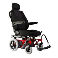 A Carony Classic Wheelchair Swivel seat. The car seat has been transferred out of the car and is positioned on the wheelchair base.