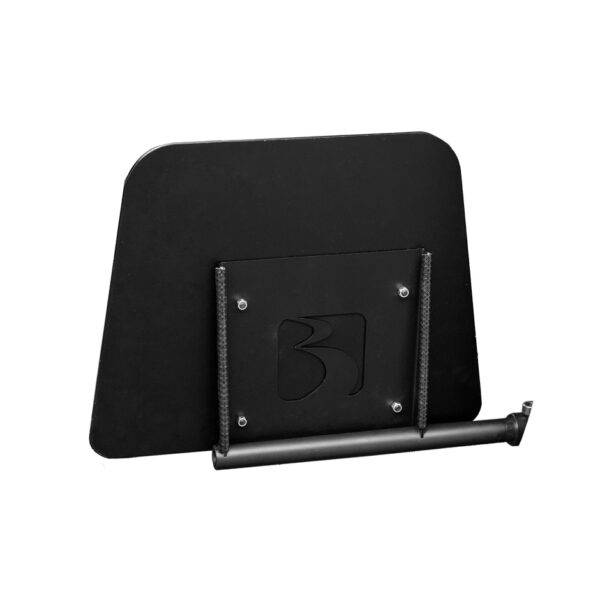 The BraunAbility Transfer Board. A small black platform tipped up into its stowed position.