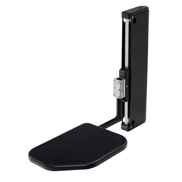 The BAS Electric Transfer Plate. A small black platform with an electric mechanism to raise and lower its height for the car and seat.