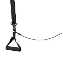 A boot closing strap, a soft padded horizontal handle and elasticated strap.