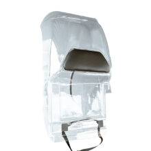 A robust transparent polycarbonate Driver shield for safely separating the driver and front passenger from the rear passengers of the vehicle. The screen has additional padded panels to reduce the risk of injury.