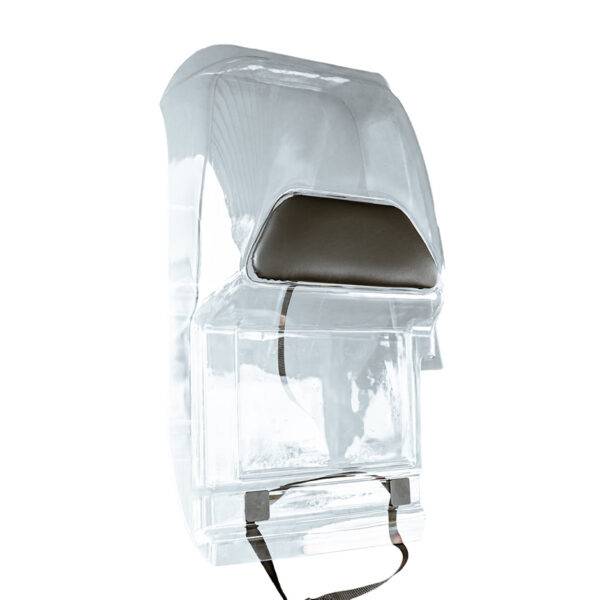 A robust transparent polycarbonate Driver shield for safely separating the driver and front passenger from the rear passengers of the vehicle. The screen has additional padded panels to reduce the risk of injury.