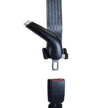 A car seatbelt with an additional handle to aid in connecting and unbuckling the belt