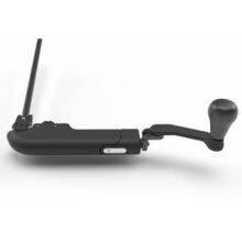 The Veigel eConnect, a modern and sleek black push/pull electronic hand control with a comfortable handle.