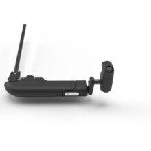 The Veigel eConnect, a modern and sleek black push/pull electronic hand control with an additional indicator switch