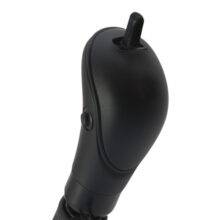 The head of the Carospeed Classic a floor-mounted mechanical push/pull accelerator and brake. A tall black handle with a button on the side to hold the brake and an Indicator toggle on top.