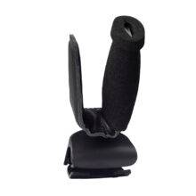 The quick-release specialist steering aid the BraunAbility 2-Pin Specialist Steering Aid. It is a soft foam handle perpendicular to the wheel with a supportive pin to hold the hand in place. It has a separate mounting adapter that connects to the steering wheel allowing the 2-Pin grip to be easily removed.