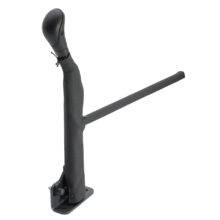 The Carospeed Classic, a floor-mounted mechanical push/pull accelerator and brake. A tall black handle with a button on the side to hold the brake. It is positioned for the driver's left hand beside the centre console.