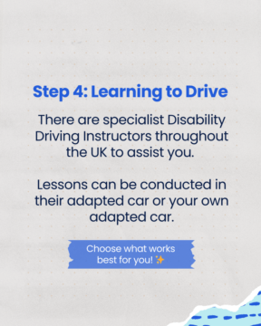 graphic detailing there are specialist disability driving instructors to help disabled drivers learn to drive