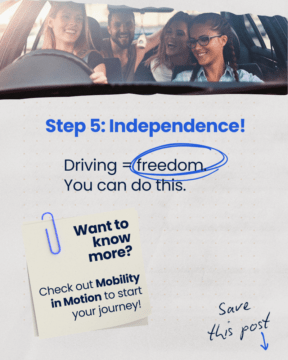 graphic showing driving is freedom and independence!